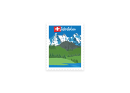 Briefmarkensticker Interlaken Eiger, Mönch, Jungfrau