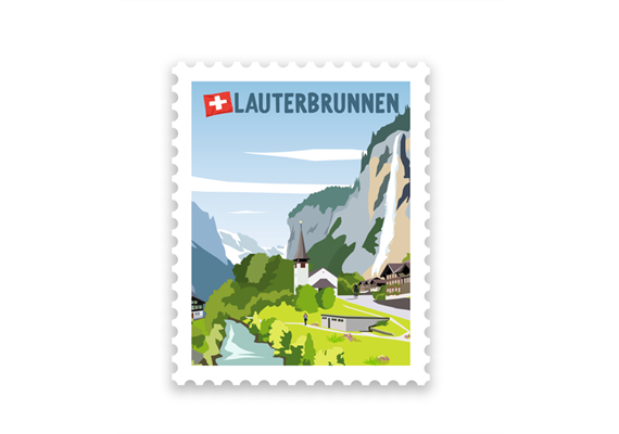 Briefmarkensticker Lauterbrunnen