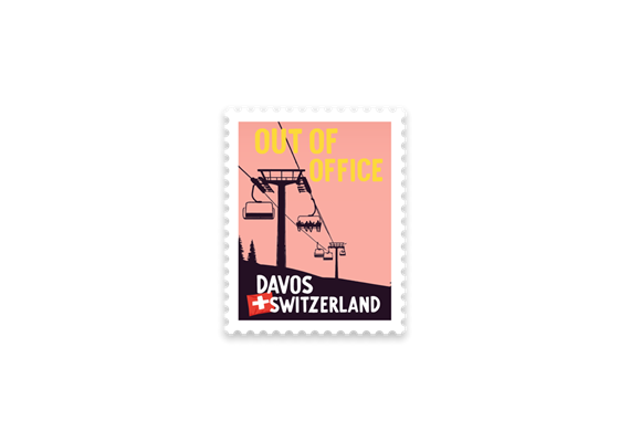 Briefmarkensticker Out of Office - DAVOS