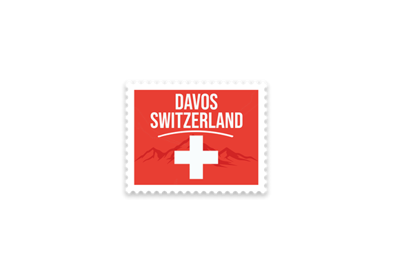 Briefmarkensticker Schweizerkreuz - DAVOS
