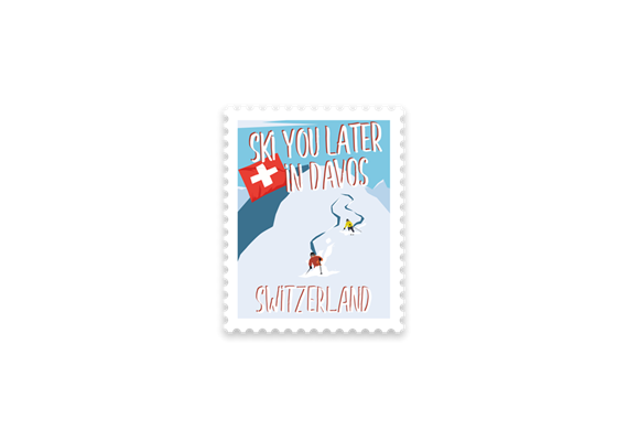 Briefmarkensticker Ski you later - DAVOS