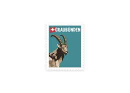 Briefmarkensticker Steinbock - Graubünden
