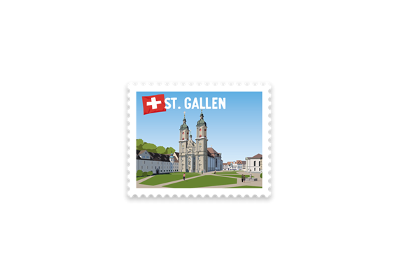 Briefmarkensticker Stiftskirche Kloster St. Gallen