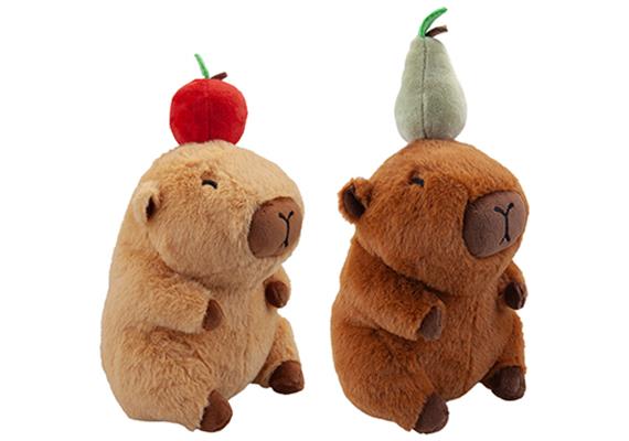 Capybara mit Früchten, 19 cm, 2er Set, assortiert