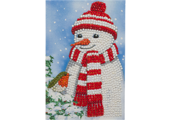 Cosy Snowman, 10x15cm Crystal Art Card