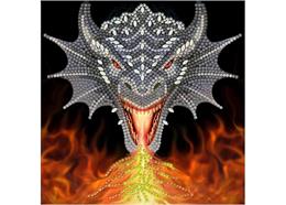 Dragon cracheur de feu, carte 18x18cm Crystal Art ANNE STOKES