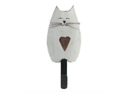 Einfacher Kleiderhaken aus Holz mit Katze, 20 cm