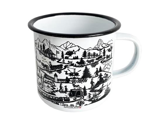 Emaille Tasse Scherrenschnitt Schweiz