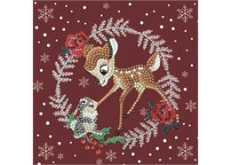 Festive Bambi, 18x18cm Crystal Art Card
