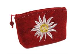Filz-Portemonnaie rot mit Edelweiss