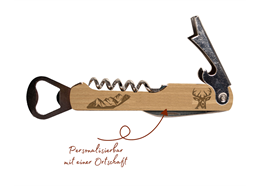 Flaschenöffner Buche, Hirsch, mit individueller Gravur, VE 72 Stk