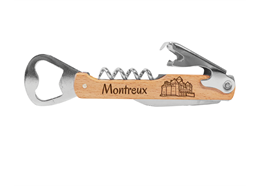 Flaschenöffner Buche, mit Montreux und Schloss Chillon