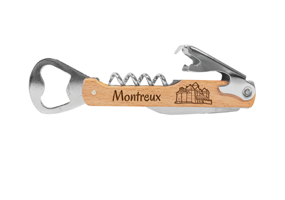 Flaschenöffner Buche, mit Montreux und Schloss Chillon