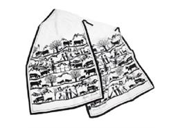 Foulard Seide, 40 x 150 cm mit Scherenschnitt, weiss/schwarz