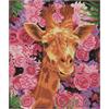 Girafe et fleurs, image 21x25cm avec cadre Crystal Art