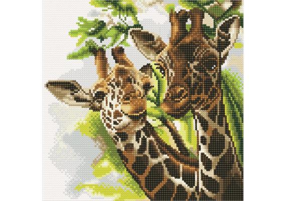 Girafes sympathiques, 30x30cm Crystal Art Kit
