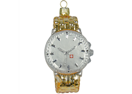 Glas Ornament Armbanduhr gold