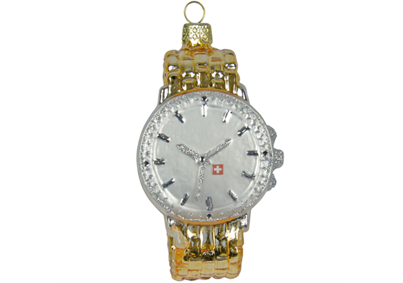 Glas Ornament Armbanduhr gold