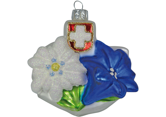Glas Ornament Edelweiss - Enzian Blume