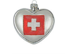 Glas Ornament Herz mit CH Kreuz
