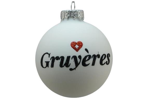 Glas Ornament Kugel Gruyères, matt weiss 5.5cm