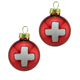 Glas Ornament Kugel Schweizerkreuz, 2 Stück 4cm