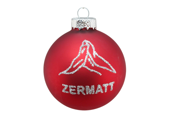 Glas Ornament Kugel Zermatt, rot glänzend