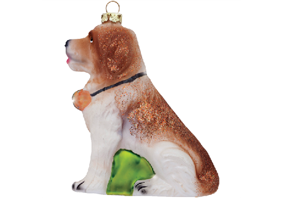 Glas Ornament Schweizer Bernhardiner Hund, 10.5 x 8.5cm