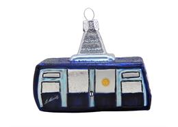 Glas Ornament Schweizer Luftseilbahn blau St. Moritz