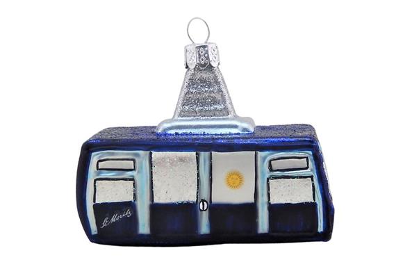 Glas Ornament Schweizer Luftseilbahn blau St. Moritz