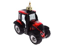 Glas Ornament Traktor rot mit CH Kreuz