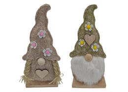 Gnom gross sitzend mit Blumen, 27 cm, 2 assortiert