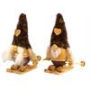Gnom mit Ski aus Holz mit brauner Stoffmütze, 2 ass. 9x5cm