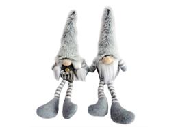 Gnom sitzend mit langen Beinen grau, 2 ass., 26 cm