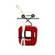 Gondel rot mit Ski aus Metall 11.0 x 7.5 x 4.5 cm