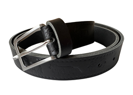 Gürtel Blankleder schwarz mit Alpaufzug, 105cm - Swiss Made