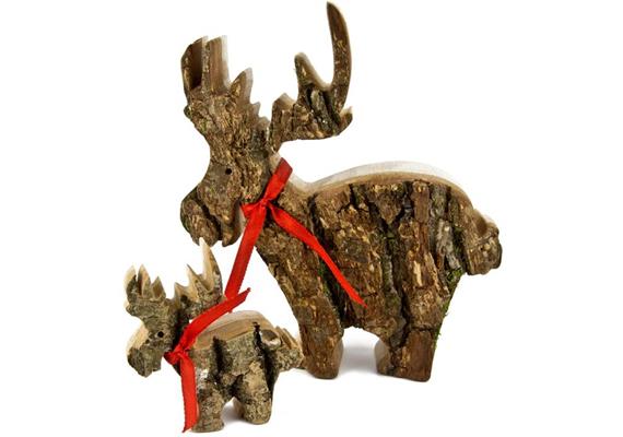Handgefertigter Elch aus Eiche mit Rinde ca 12 cm