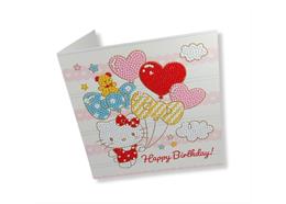 Happy Birthday Ballon, 18x18cm Crystal Art Card