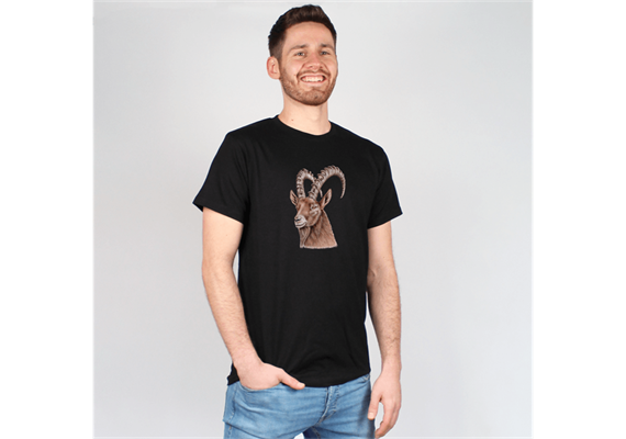 Herren T-Shirt Steinbock, schwarz, XXL