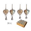 Herz aus Holz mit Glocke, silber, Display 48 Stk, 4 assortiert