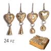 Herz Holz mit Glocke gold, Display 24 Stk, 4 assortiert