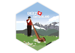 Hexagonsticker Alphornbläser - Grüezi Switzerland
