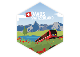 Hexagonsticker Davos Berglandschaft mit Zug