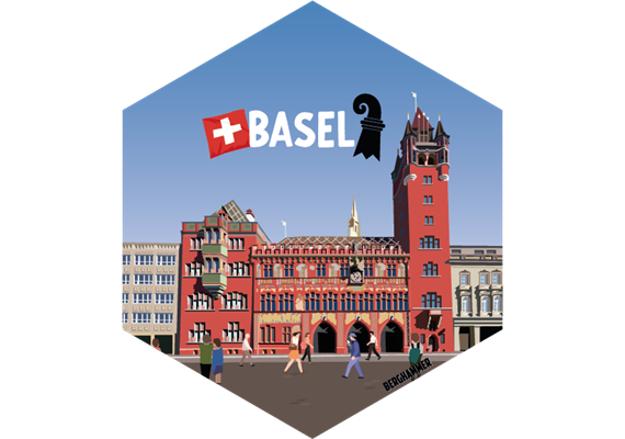 Hexagonsticker Rathaus Basel