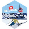 Hexagonsticker Ski und Gondel - Switzerland