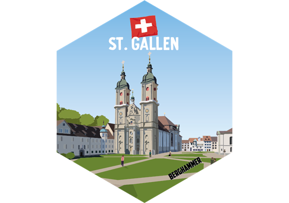 Hexagonsticker Stiftskirche Kloster St. Gallen
