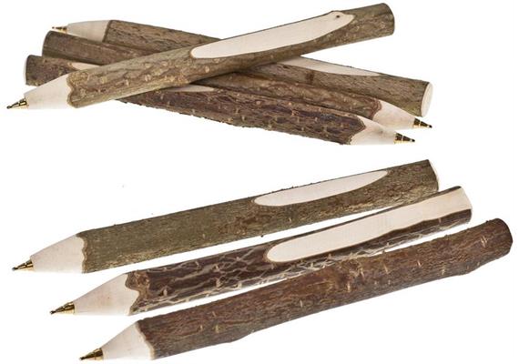 Holz Ast Kugelschreiber - Haselnuss mit Rinde 15 cm mit Ausfräsung