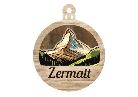 Holz Aufhänger Zermatt mit farbigem Design