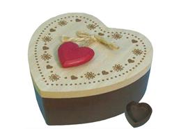 Holz Box rot, mit Herz, klein Edelweiss Laser