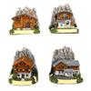 Holz Häuser Chalet Sommer mit Felsen, 4 assortiert